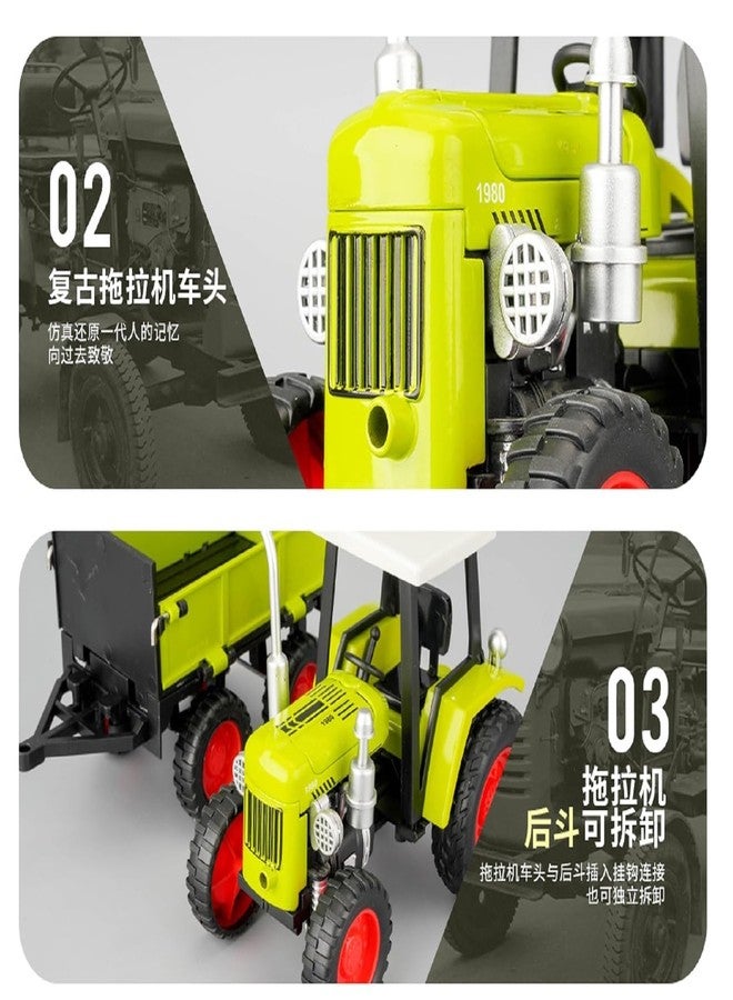 Onecado 1:24 Metal Farm Tractor Toy with Tipping Trailer Model Car Diecast Toy Cars for Boys BronzeFarms (Green) - Image 4
